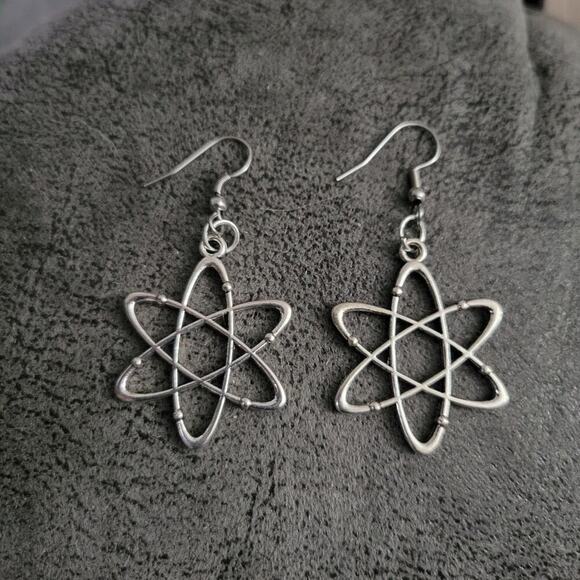 atom shaped earrings, stainless steel hooks - Picture 1 of 3